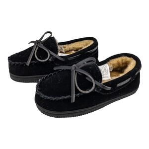 Norty Kids Black Moccasin Plush lined Slippers Moccasins Toddler 8